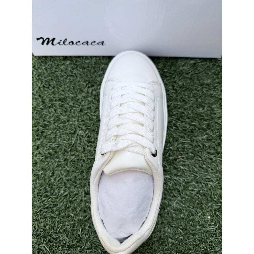 Milocana Women’s Shoes White Fauxx Leather. Size 7 & 1/2 New In Box No Box
